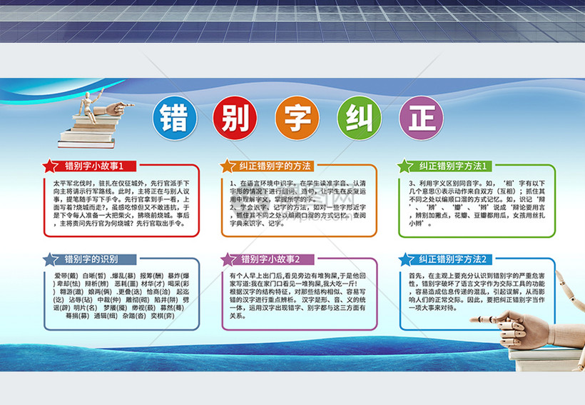 语文错别字纠正校园宣传展板