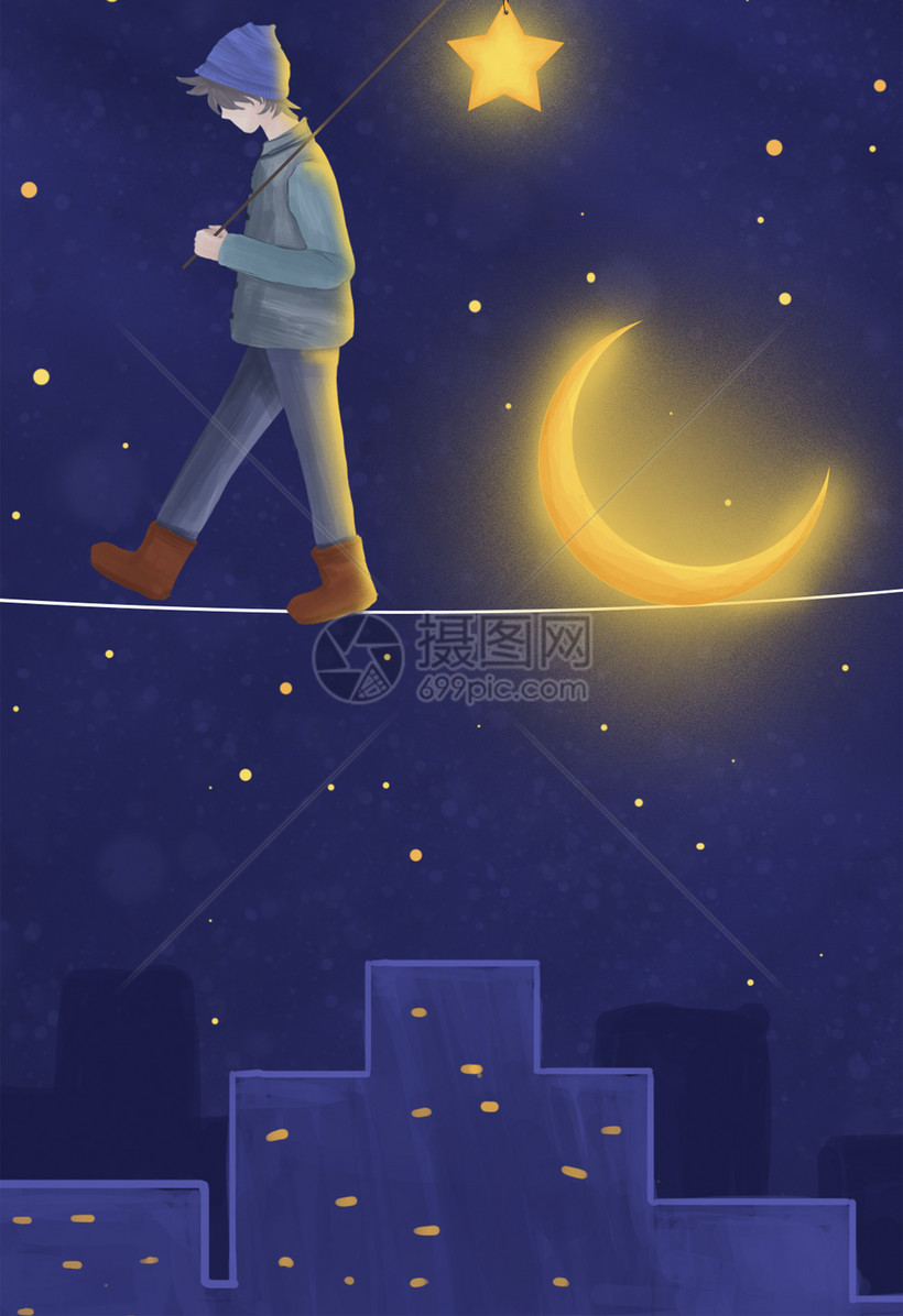 夜空下的少年手机壁纸模板素材 正版图片 摄图网