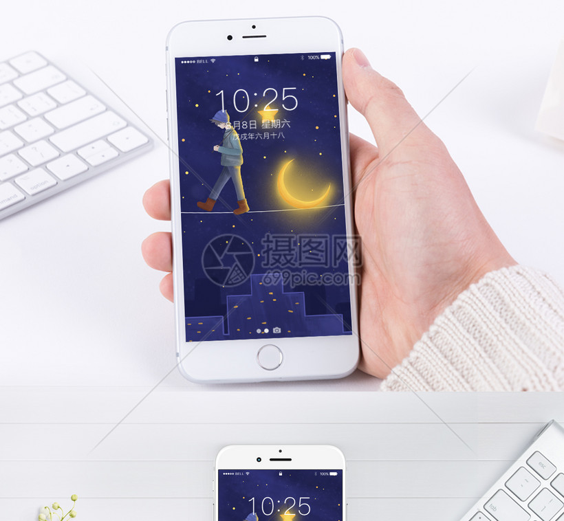 夜空下的少年手机壁纸模板素材 正版图片 摄图网