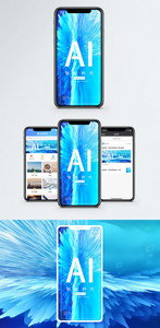 AI智能科技手机海报设计图片