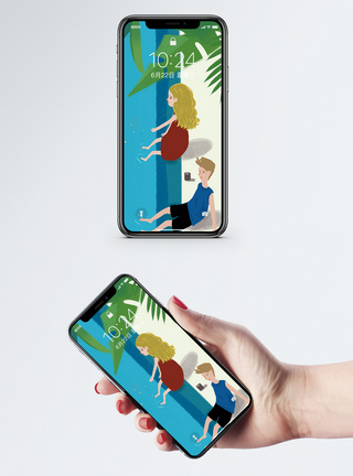 玩水的情侣手机壁纸图片