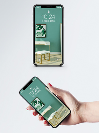绿色静物简约家居手机壁纸模板