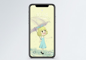 雨中的女孩手机壁纸图片