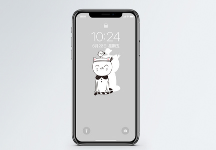 猫手机壁纸白猫和鸟高清图片
