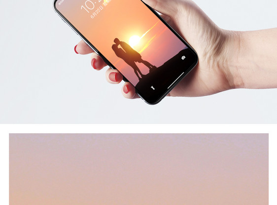 夕阳下的情侣剪影手机壁纸图片