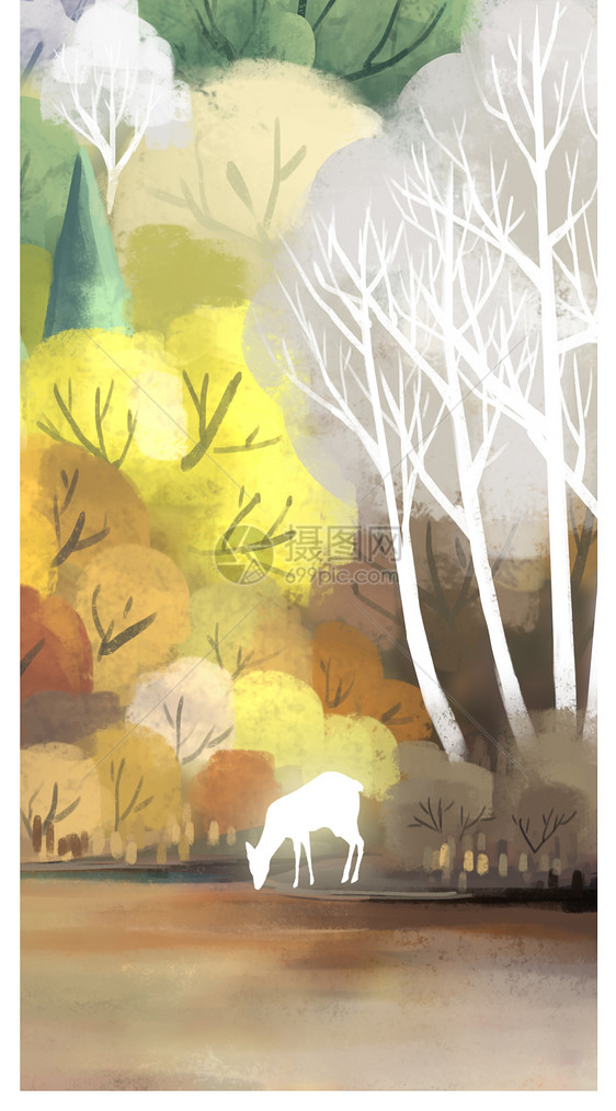 森林中的鹿手机壁纸图片