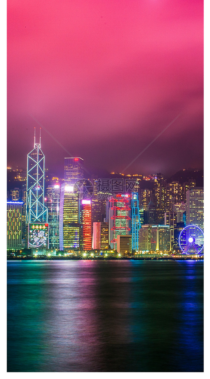 香港夜景手机壁纸模板素材 正版图片 摄图网