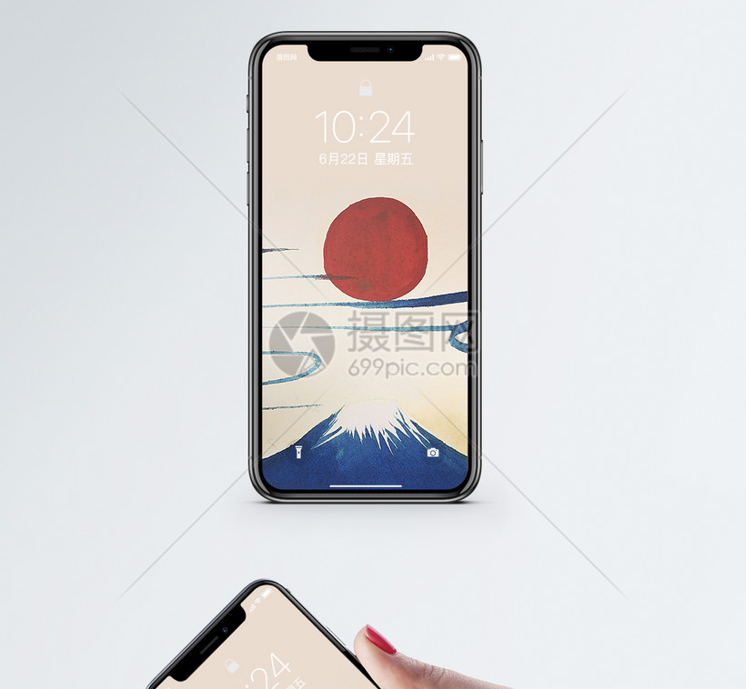 和风治愈系手机壁纸模板素材 正版图片 摄图网