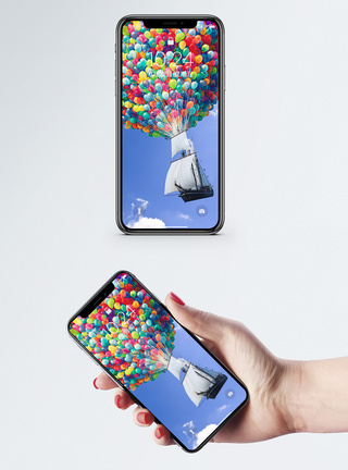 七彩素材背景彩色气球手机壁纸模板