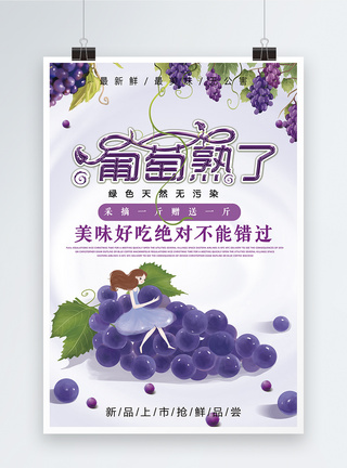葡萄熟了水果海报图片