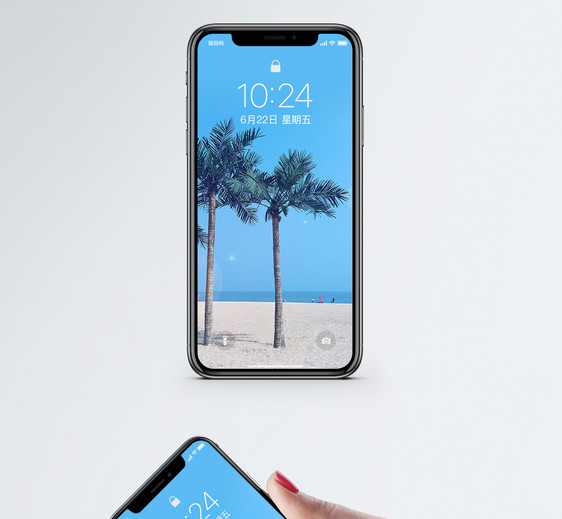 沙滩椰子树手机壁纸图片