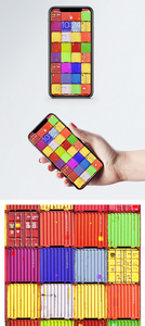 彩色集装箱手机壁纸图片