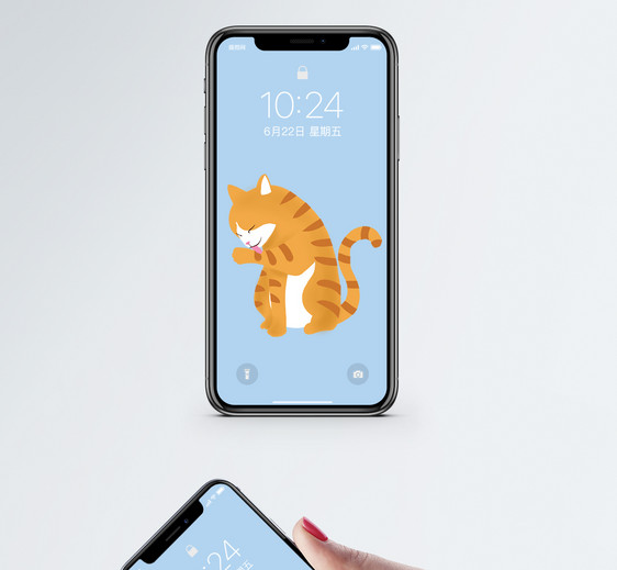 舔手的猫手机壁纸图片