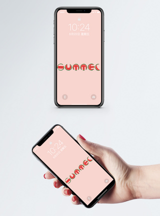 粉色纯色summer手机壁纸模板