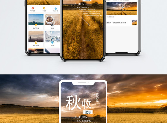 秋收手机海报配图图片