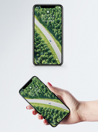 自然风光航拍森林公路手机壁纸模板