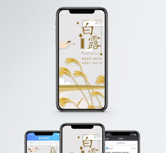 白露剪纸风手机海报配图图片