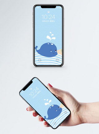 插画治愈系海豚海豚手机壁纸模板