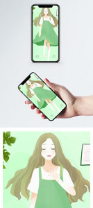 绿色女孩手机壁纸图片