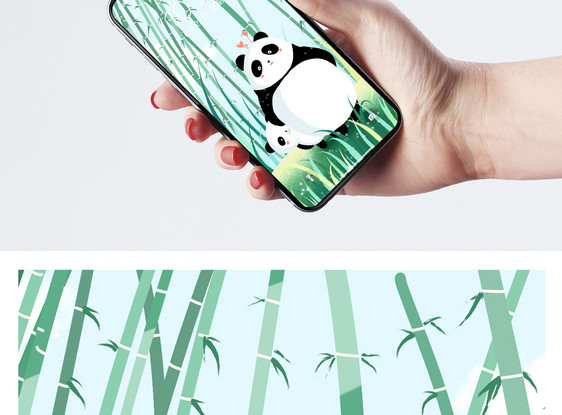 可爱熊猫父子手机壁纸图片