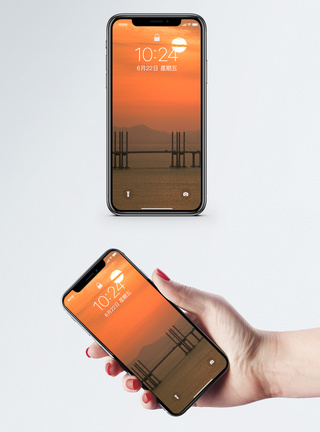 跨海大桥日落手机壁纸图片