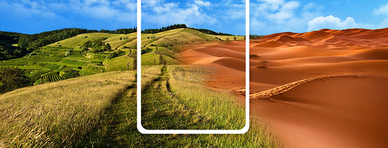 预防沙漠化手机海报配图图片