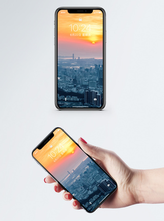 城市日落日落鹏城手机壁纸模板