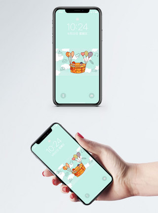 儿童动画儿童气球手机壁纸模板