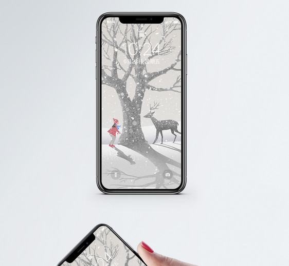 鹿和少女手机壁纸图片
