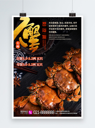 秋季美味阳澄湖大闸蟹促销海报图片