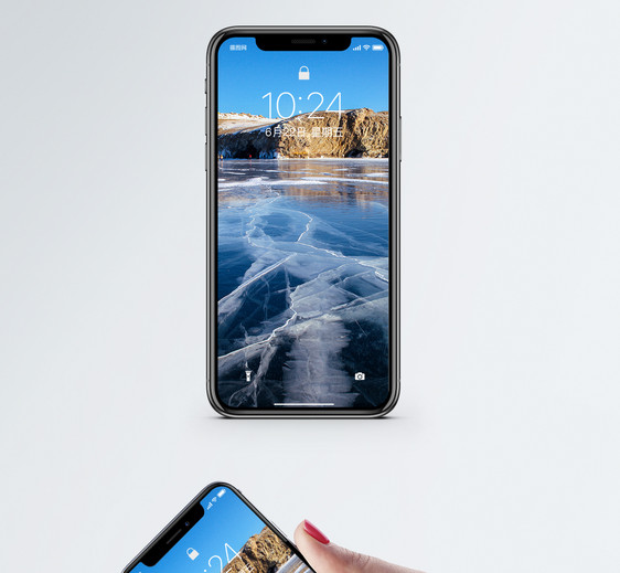 湖面冰裂手机壁纸图片