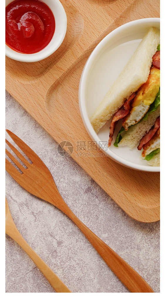 早餐三明治手机壁纸图片