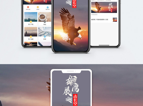 雄鹰展翅手机海报配图图片