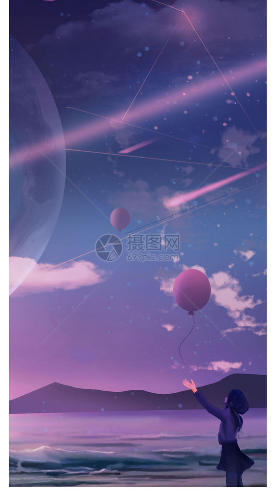 星空气球手机壁纸图片