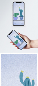 水彩仙人掌手机壁纸图片