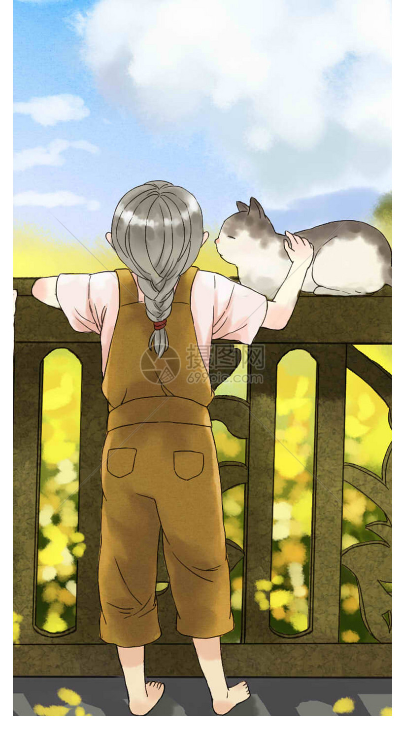 小女孩动物手机壁纸