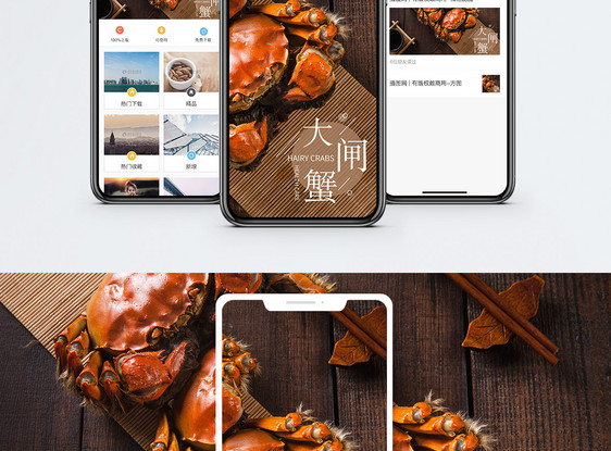 大闸蟹手机海报配图图片