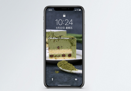 抹茶蜜豆蛋糕手机壁纸图片