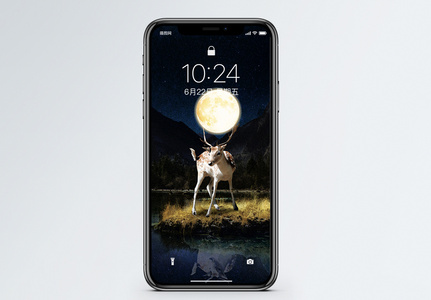 鹿与月亮手机壁纸图片