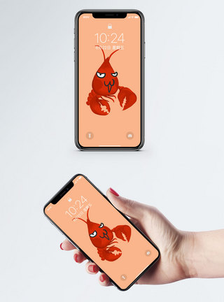 卡通龙虾卡通小龙虾手机壁纸模板