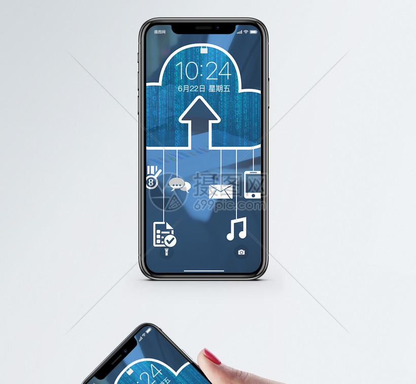云计算大数据手机壁纸模板素材 正版图片 摄图网