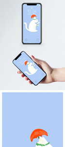 卡通猫与花手机壁纸图片