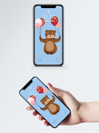 狗熊气球棕熊手机壁纸模板