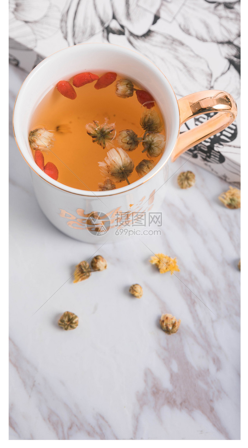枸杞花茶手机壁纸模板素材 正版图片 摄图网