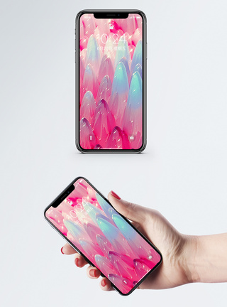 科技粉色清新炫彩手机壁纸模板