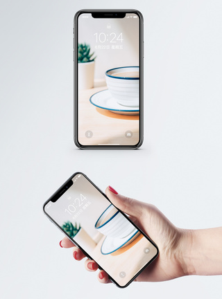 静物小清新桌子上的咖啡手机壁纸模板