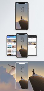 一个人手机海报配图图片