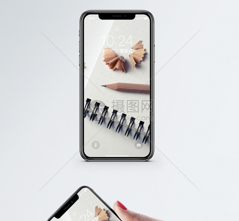 记事本和铅笔手机壁纸模板素材 正版图片 摄图网