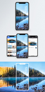 旅行倒影手机海报配图图片