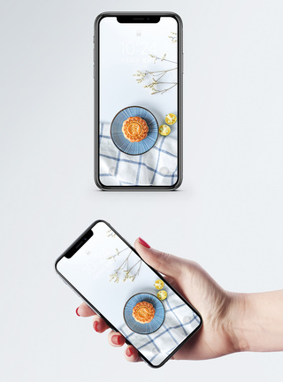 中秋国庆广式月饼手机壁纸模板